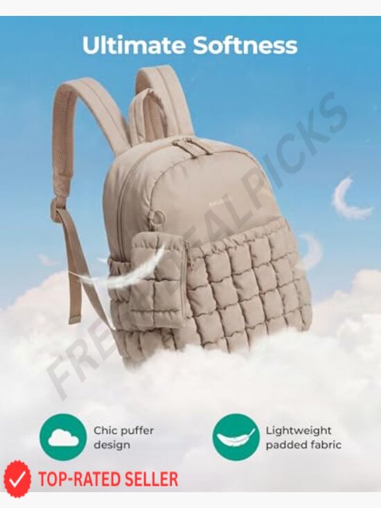 Puffy Checkered Quilted Mini Backpack 2-in-1 Set with Detachable Pouch